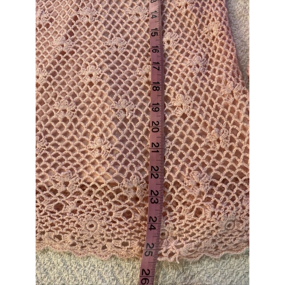 Vintage Aesthetic Pink Crochet Lace Long Sleeve Top Medium Romantic Shabby Chic - Picture 6 of 9